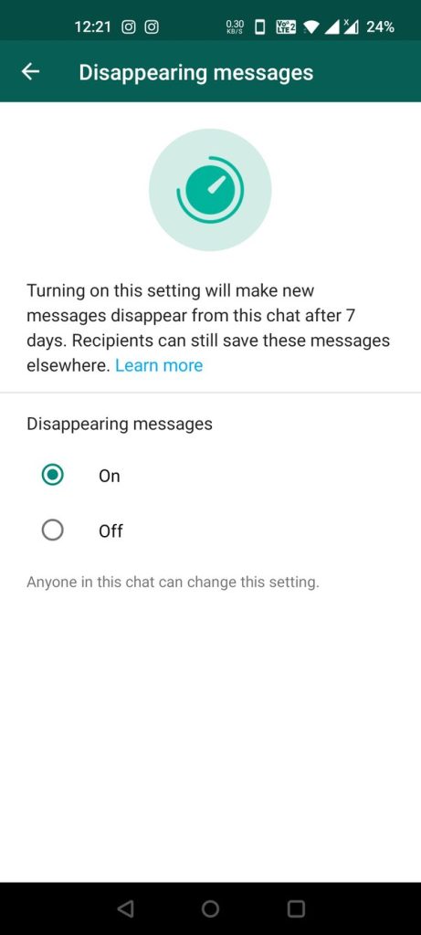 temporary messages