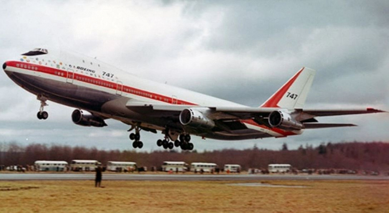 The first Boeing 747 takes off. Photo dated February 9, 1969