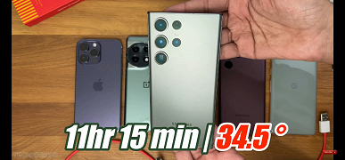 Samsung Galaxy S23 Ultra compared with iPhone 14 Pro Max and Google Pixel 7 Pro in battery life