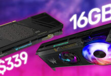 The cheapest video card with 16 GB of memory, and even with a unique cooler. cheapest video card