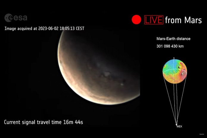 The European Space Agency conducted first live broadcast footage of Mars.