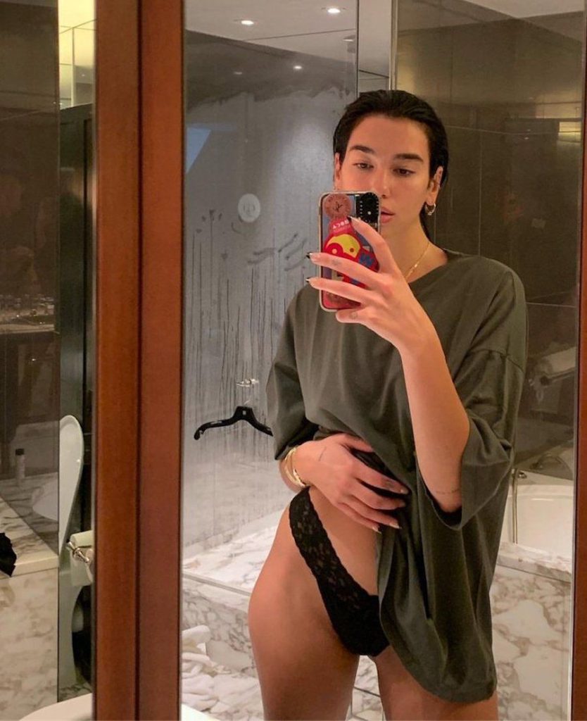 Dua Lipa Lingerie Bathroom Selfie