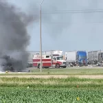 Tragic collision on Canadian highway claims lives of at least 15 individuals First responders are pictured following the deadly road accident near Carberry, Canada, on Thursday.