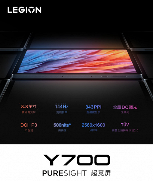 Lenovo Legion Y700 display specifications