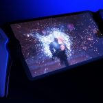 Portable console Sony PlayStation Project Q lit up on video. Sony PlayStation Project Q