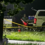Oklahoma triple murder-suicide: Mom, 39, kills 10-month-old baby boy, 6-year-old son and 11-year-old daughter Members of several law enforcement agencies investigate the scene where Brandy McCaslin and her three children were killed after a hostage situation on Thursday, July 20, 2023, in Verdigris, Oklahoma