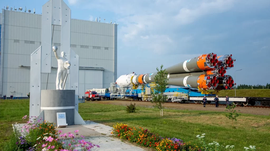 Luna 25 spacecraft loaded on board was rolled out to the launchpad at the Vostochny Cosmodrome in Amur Oblast