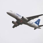 The first flight of the imported aircraft SJ-100 with PD-8 engines aircraft SJ-100