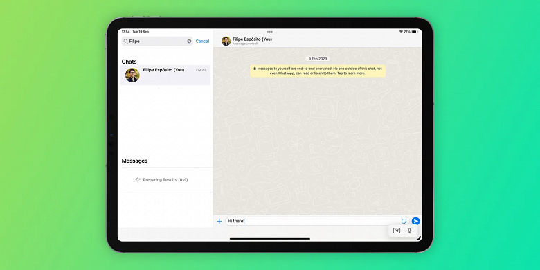 WhatsApp application for iPad