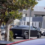The matte black Tesla Cybertruck has been spotted in public for the first time. Tesla Cybertruck