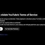 YouTube completely blocks video viewing when ad blockers are detected YouTube
