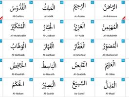 meaning of the 99 names of allah and benefits